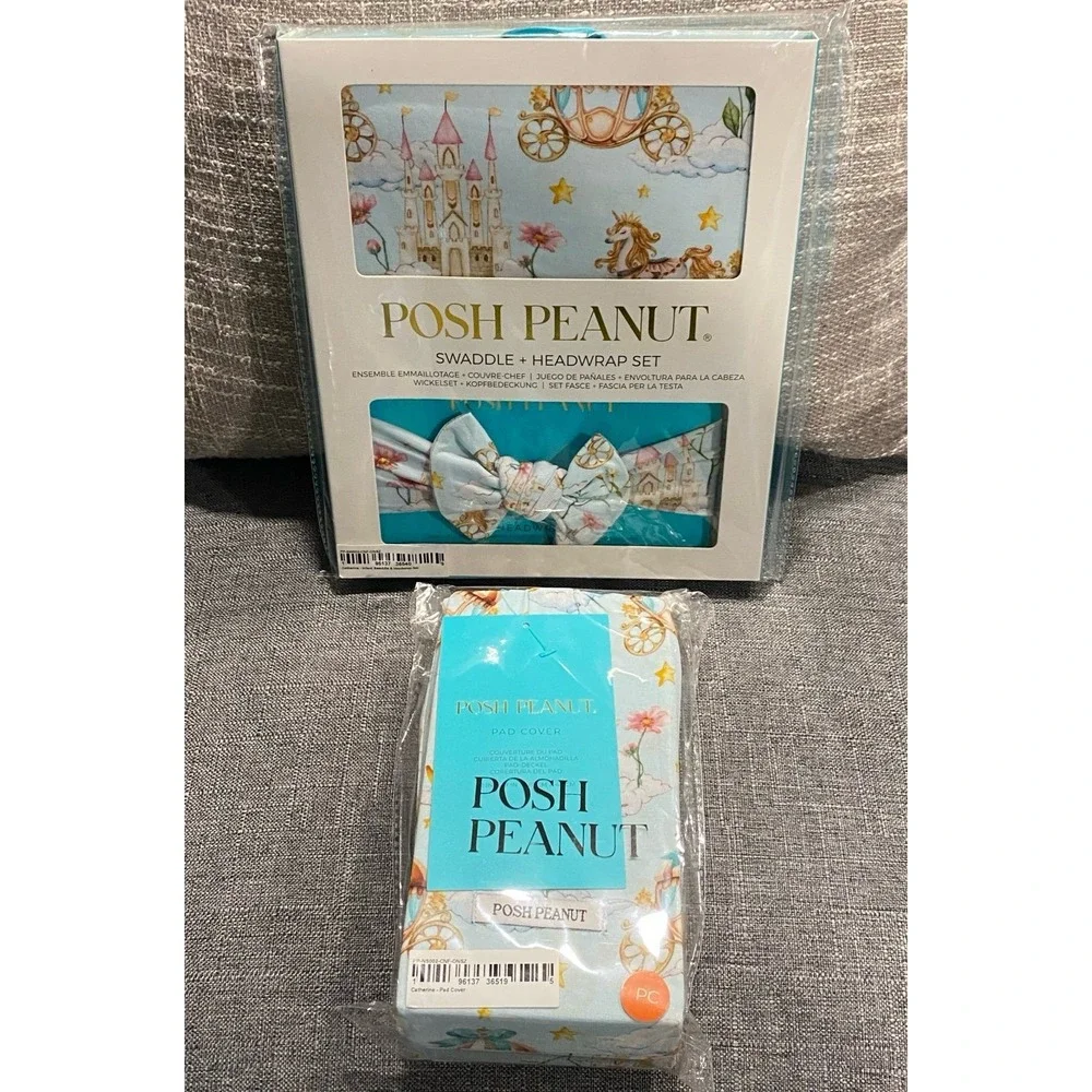 Posh Peanut Catherine Bamboo Swaddle & Head wrap & Changing Pad Cover Bundle
